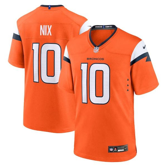 Denver Broncos Bo Nix Game Jersey Orange